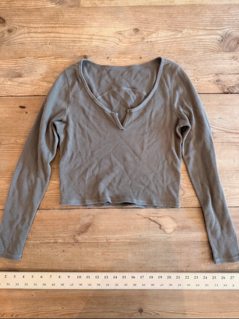lululemon athletica Ribbed Notch-Neck Long Sleeve Crop Top - Chestnut Taupe